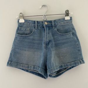 high wasted denim mom shorts
